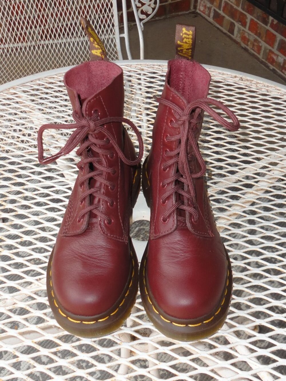 DR MARTENS Burgundy Red 1460 Pascal Lace Up Leather Combat Boots Size 5